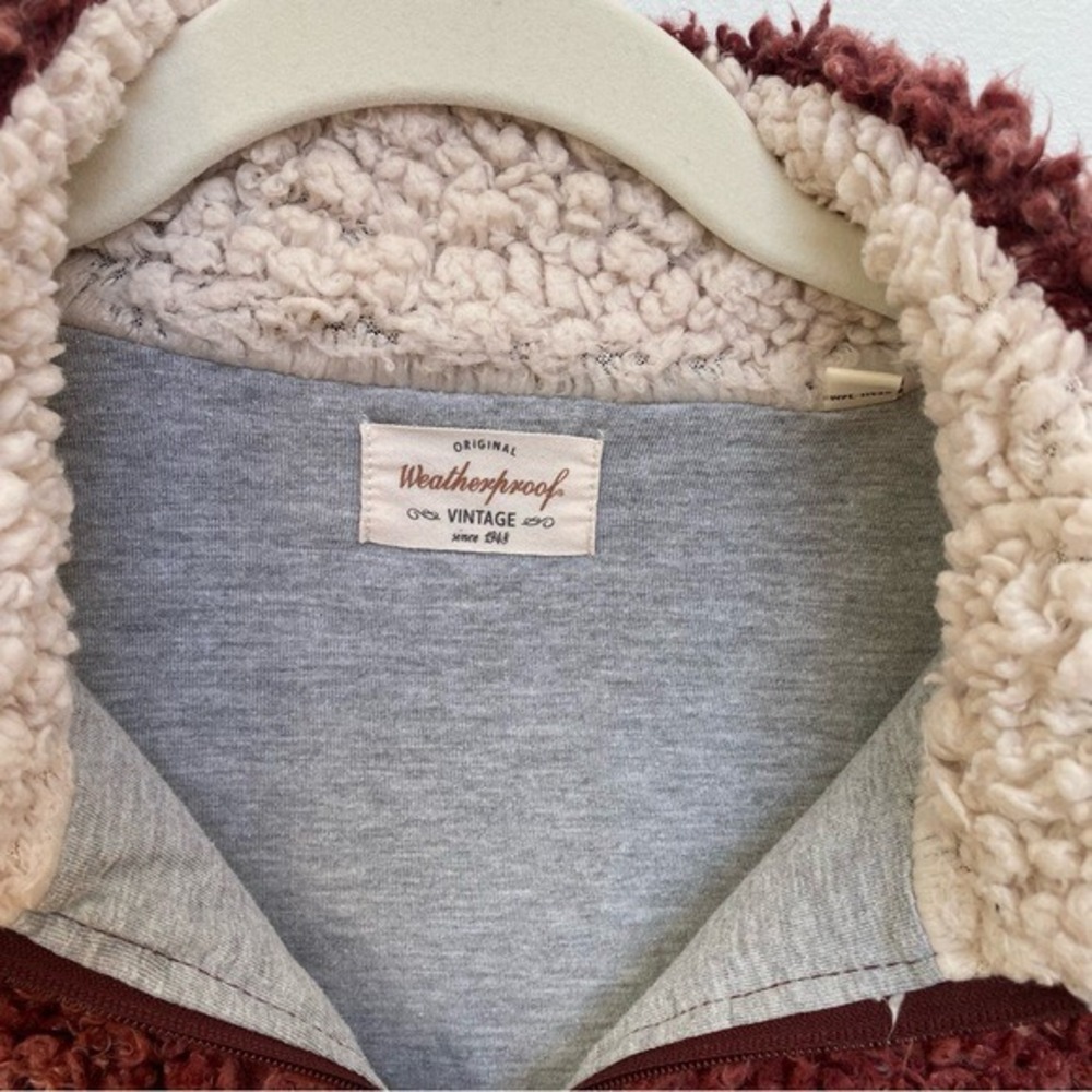 Weatherproof Vintage‎ Cranberry Faux Shearling Quarter Zip Pullover Teddy Fleece - Picture 4 of 8